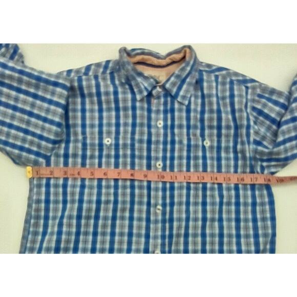 PD&C Boys Flannel Button Up Long Sleeve Shirt Size 14 Plaid Blue 100% Cotton - Picture 6 of 9